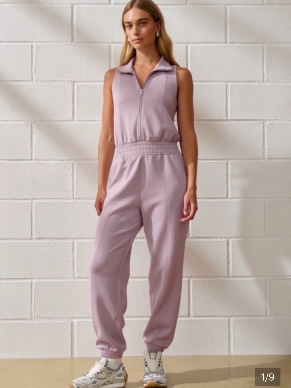 Abercrombie & Fitch Sleeveless Jogger Jumpsuit in Dusty Mauve